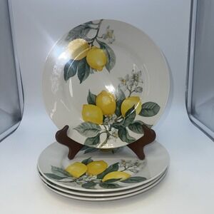 Set 4 Royal Norfolk Lemon Tree Printed Ceramic Dinner Plates 10.5 Inch